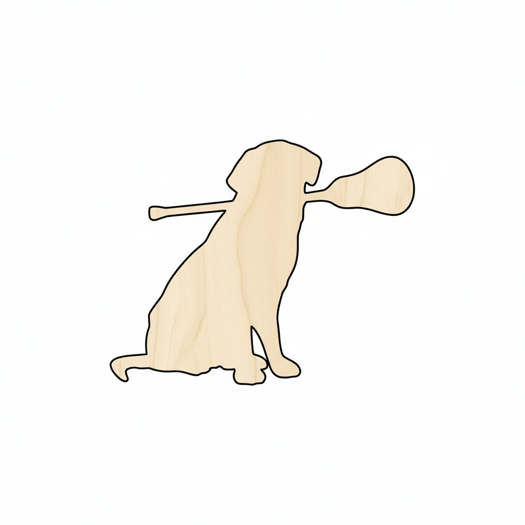 Wood Craft – Lacrosse Dog Shape | 46" Baltic Birch Plywood Cutout Blank Door Hanger Wooden Cutout Cut Outs - Unfinished - NameSigns.com