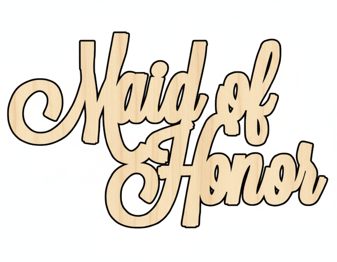 Wood Craft Maid of Honor Shape - Custom Birch Plywood Cutouts Up to 46" Blank Door Hanger Wooden Cutout Cut Outs - Unfinished - NameSigns.com