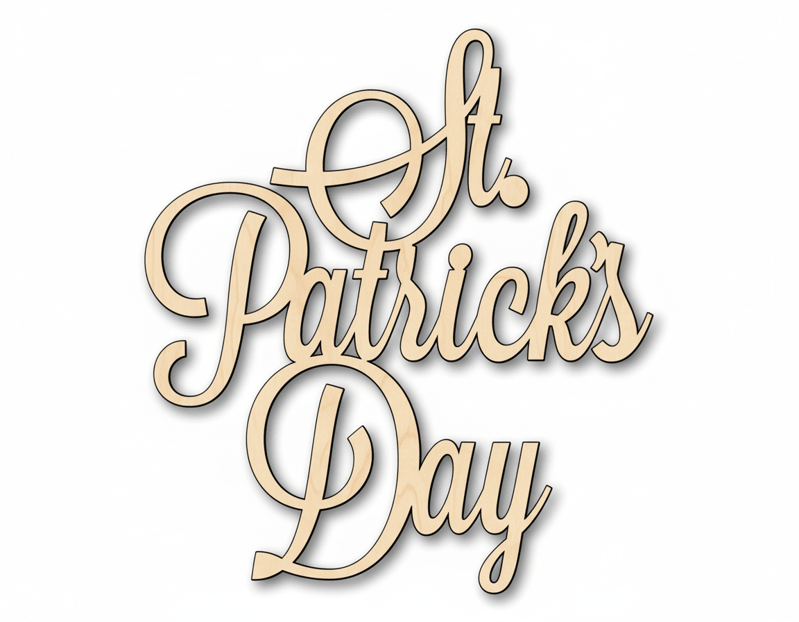 Wood Craft - St Patricks Day Word Craft Shapes Up to 46" | Handmade Decor Blank Door Hanger Wooden Cutout Cut Outs - Unfinished - NameSigns.com