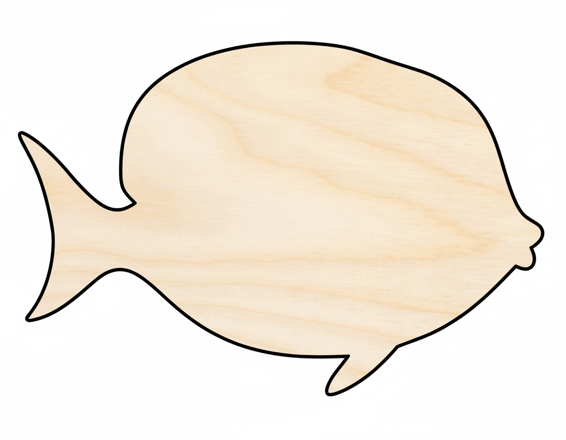 Wood Craft – Yellow Tang Shape Laser Cut Wood Up to 46" Smooth Sanded Blank Door Hanger Wooden Cutout Cut Outs - Unfinished - NameSigns.com