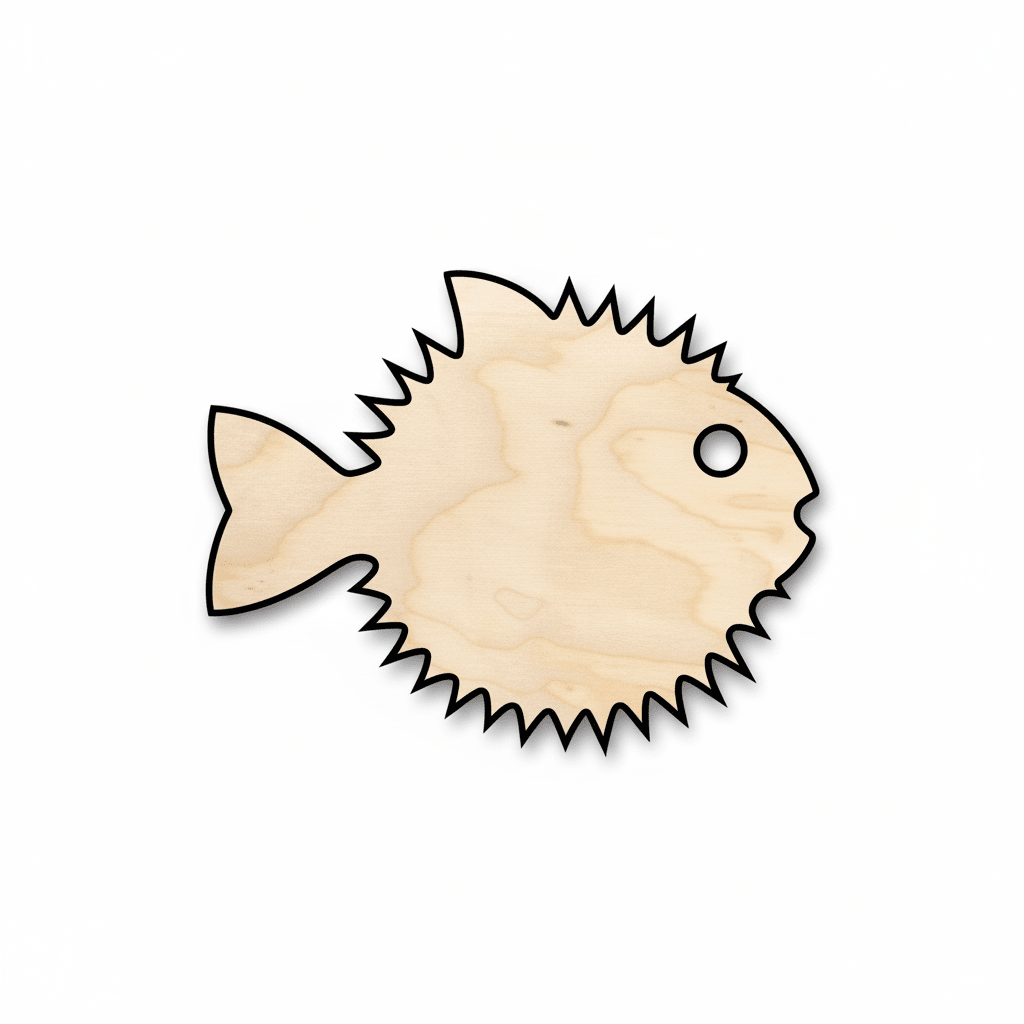 Wood Crafts – Puffer Fish Baltic Birch Cutouts Up to 46" | DIY Shapes Blank Door Hanger Wooden Cutout Cut Outs - Unfinished - NameSigns.com