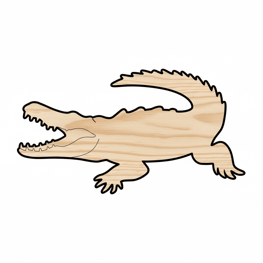 Wood Crocodile - Baltic Birch Plywood Animal Wood Cutouts DIY Shapes Blank Door Hanger Wooden Cutout Cut Outs - Unfinished - NameSigns.com