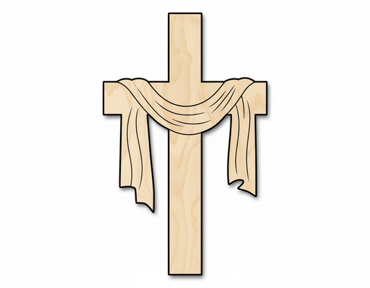 Wood Cross – Custom Birch Wood Cutout | Paintable Sanded Edge Cross Blank Door Hanger Wooden Cutout Cut Outs - Unfinished - NameSigns.com