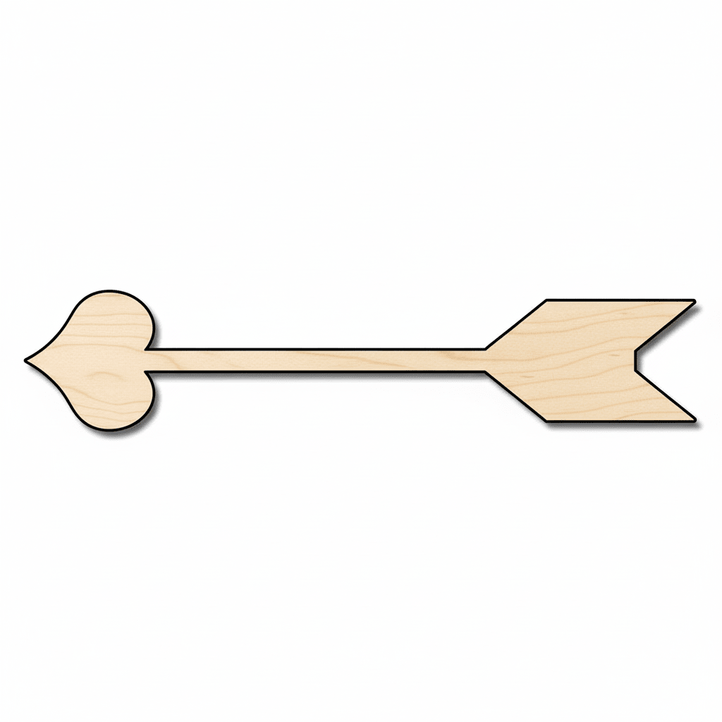 Wood Cupid Arrow – Baltic Birch Plywood Craft Shape | Valentine’s Decor Blank Door Hanger Wooden Cutout Cut Outs - Unfinished - NameSigns.com