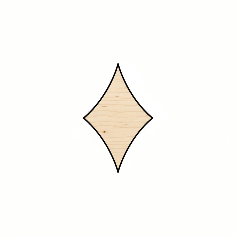 Wood Curved Diamond Shape - Craft - Blank Door Hanger Wooden Cutout Cut Outs - Unfinished - NameSigns.com