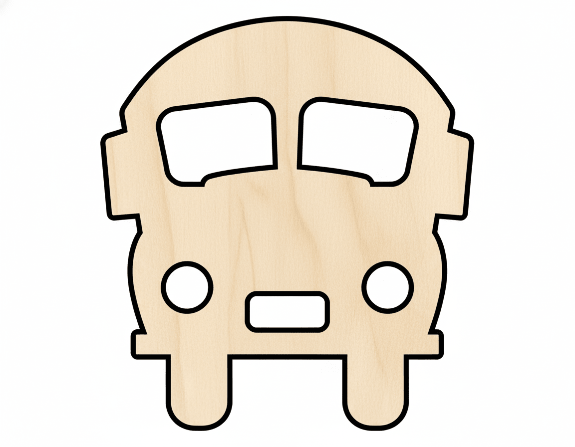 Wood Cute School Bus Shape Back to School Kids Crafts Craft Cutout Blank Door Hanger Wooden Cutout Cut Outs - Unfinished - NameSigns.com