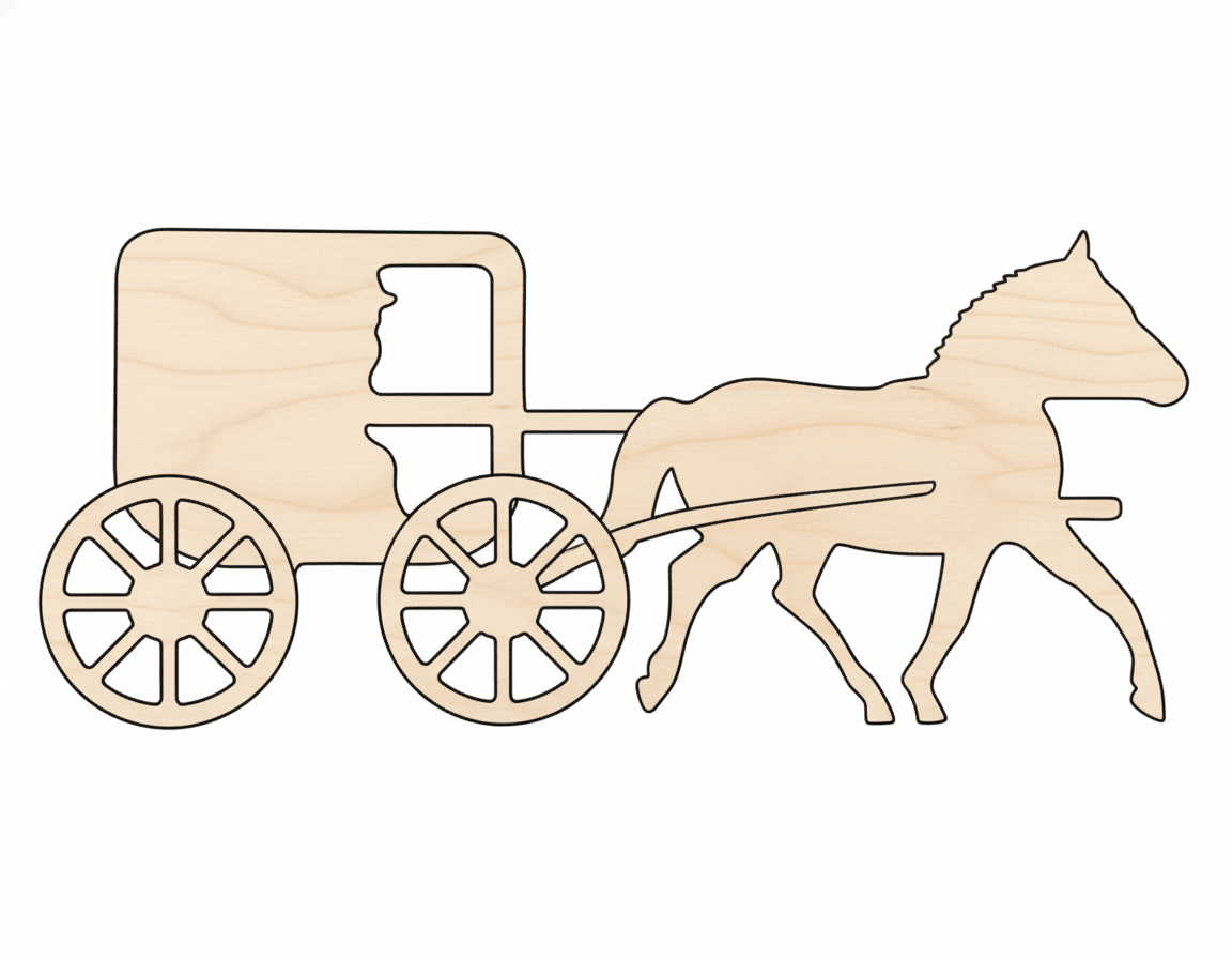 Wood Cutout – Amish Buggy Shape | Paintable Wood Craft Shapes 46" Blank Door Hanger Wooden Cutout Cut Outs - Unfinished - NameSigns.com