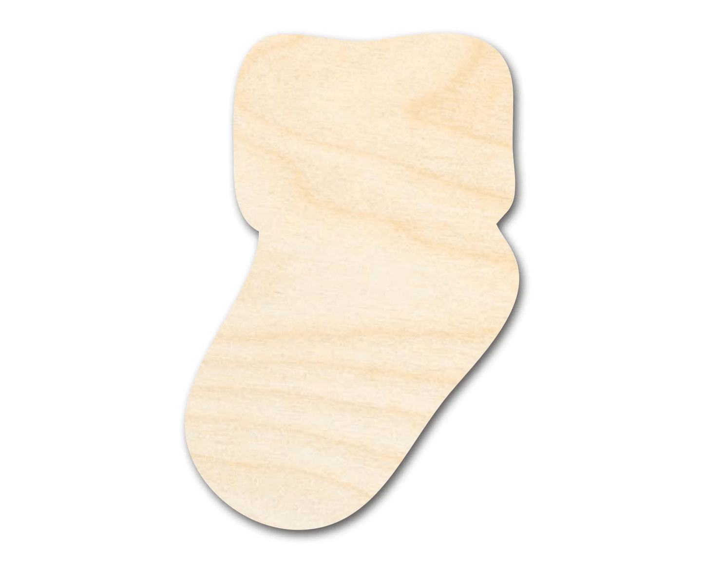 Wood Cutout – Baby Sock Shape | Laser Cut Wood Craft Shapes Blank Door Hanger Wooden Cutout Cut Outs - Unfinished - NameSigns.com