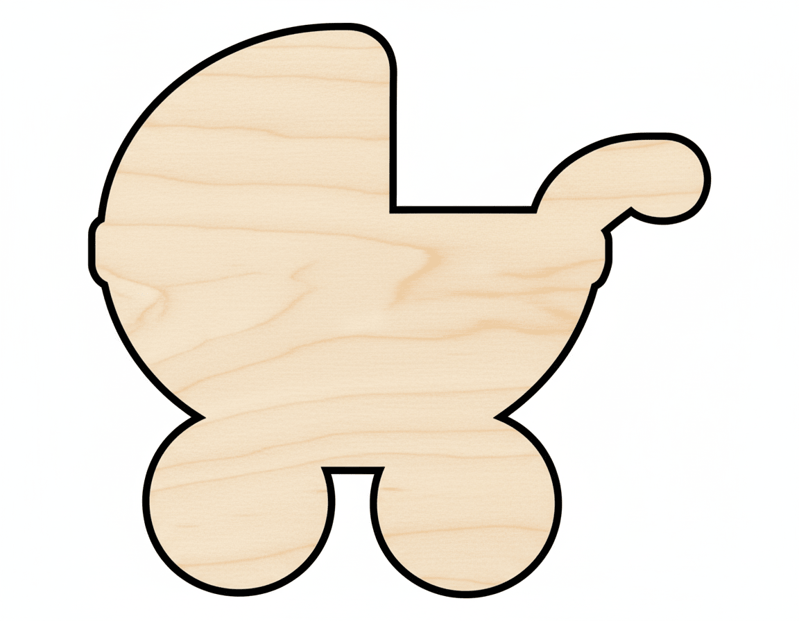 Wood Cutout Baby Stroller Shape – Custom Baltic Birch Plywood Craft Supplies Blank Door Hanger Wooden Cutout Cut Outs - Unfinished - NameSigns.com