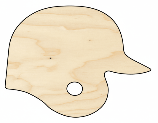 Wood Cutout – Baseball Helmet Cutout | Birch Wood Craft Shape Blank Door Hanger Wooden Cutout Cut Outs - Unfinished - NameSigns.com