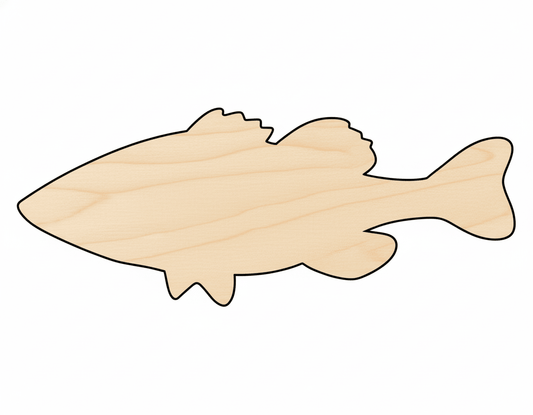 Wood Cutout - Bass Fish Shape DIY Silhouette Up to 46" | Paintable Wood Craft Blank Door Hanger Wooden Cutout Cut Outs - Unfinished - NameSigns.com