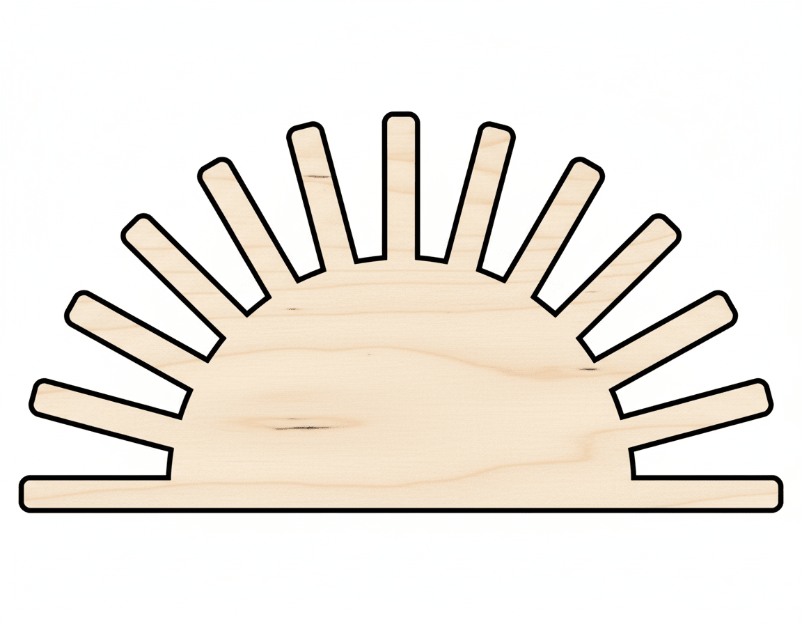 Wood Cutout – Boho Half Sun Design | Baltic Birch Plywood Shape Blank Door Hanger Wooden Cutout Cut Outs - Unfinished - NameSigns.com