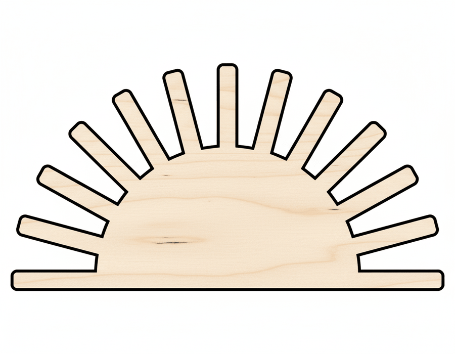 Wood Cutout – Boho Half Sun Design | Baltic Birch Plywood Shape Blank Door Hanger Wooden Cutout Cut Outs - Unfinished - NameSigns.com