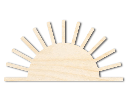 Wood Cutout – Boho Half Sun Design | Baltic Birch Plywood Shape Blank Door Hanger Wooden Cutout Cut Outs - Unfinished - NameSigns.com