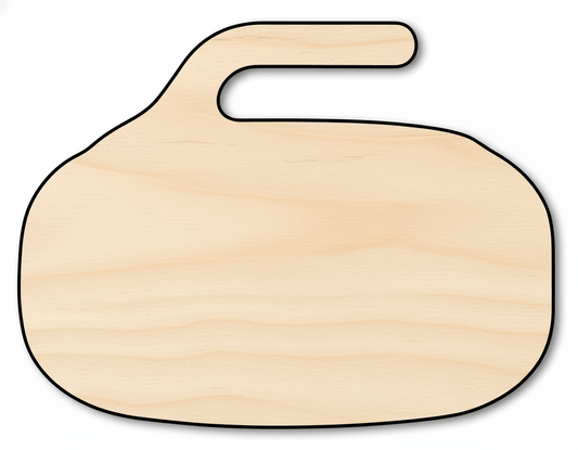 Wood Cutout – Curling Stone Shape | Laser Cut Birch Craft Shapes Blank Door Hanger Wooden Cutout Cut Outs - Unfinished - NameSigns.com