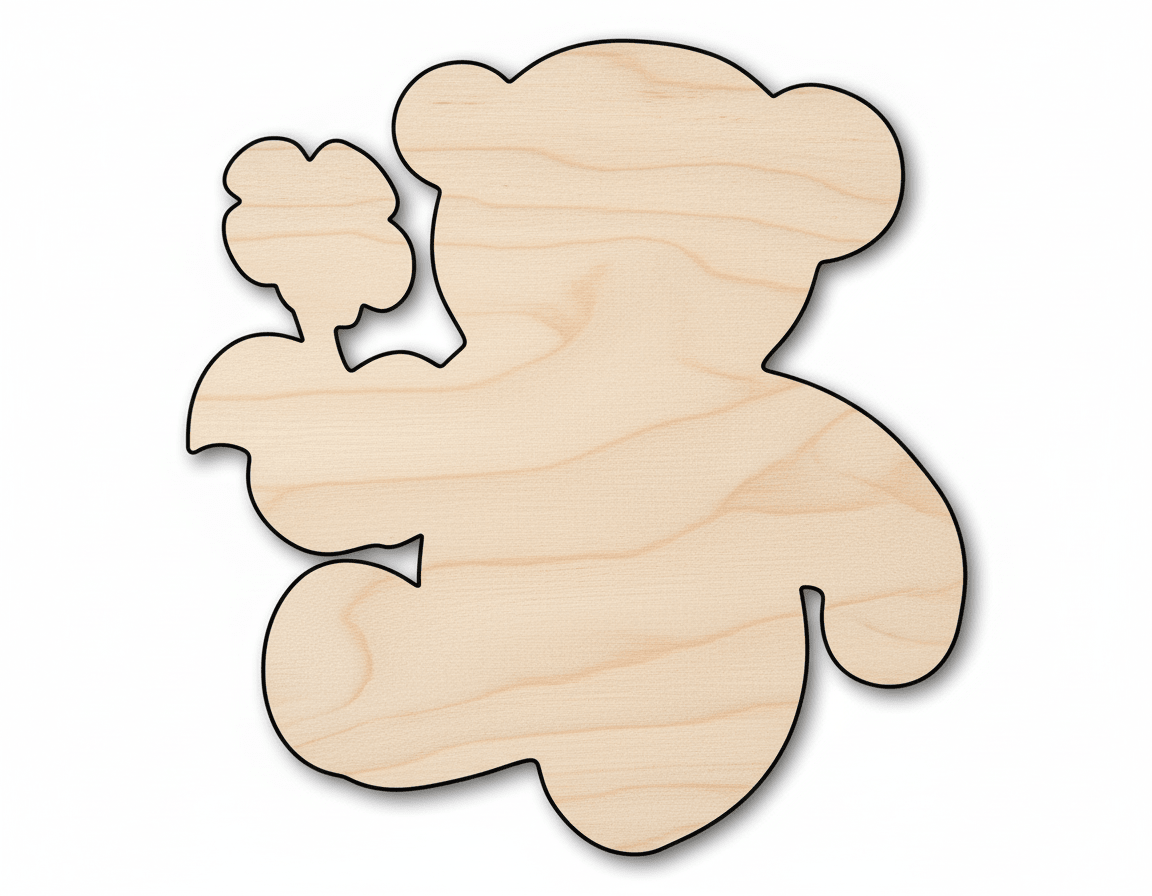 Wood Cutout - Flower Bear Shape | Baltic Birch Plywood Craft Shapes Blank Door Hanger Wooden Cutout Cut Outs - Unfinished - NameSigns.com
