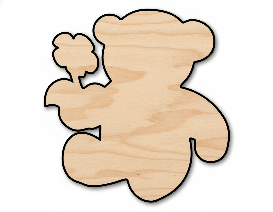 Wood Cutout - Flower Bear Shape | Paintable Baltic Birch Plywood Craft Blank Door Hanger Wooden Cutout Cut Outs - Unfinished - NameSigns.com