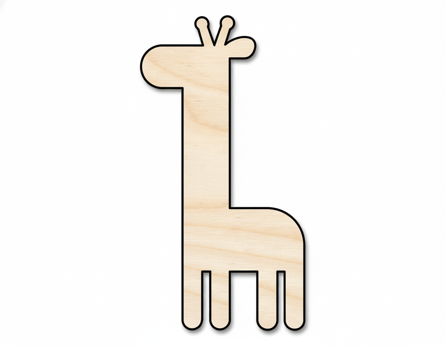 Wood Cutout - Giraffe Craft Template | Paintable Birch Wood Figure Blank Door Hanger Wooden Cutout Cut Outs - Unfinished - NameSigns.com