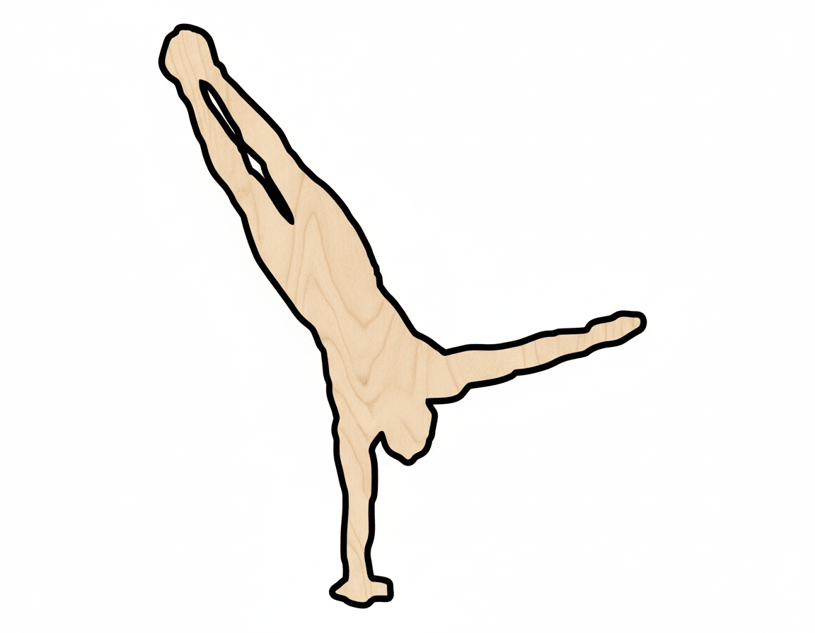 Wood Cutout – Gymnast Hand Stand Silhouette | Baltic Birch Plywood Blank Door Hanger Wooden Cutout Cut Outs - Unfinished - NameSigns.com