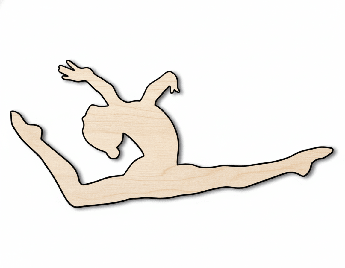Wood Cutout – Gymnast Leap Shape | Laser Cut Wood Craft Shapes Blank Door Hanger Wooden Cutout Cut Outs - Unfinished - NameSigns.com