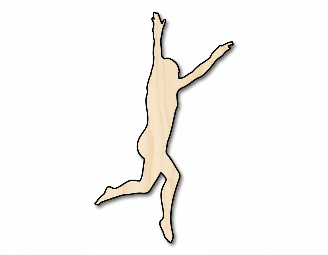 Wood Cutout – Gymnast Shape Cutout | Baltic Birch Plywood Blanks Blank Door Hanger Wooden Cutout Cut Outs - Unfinished - NameSigns.com
