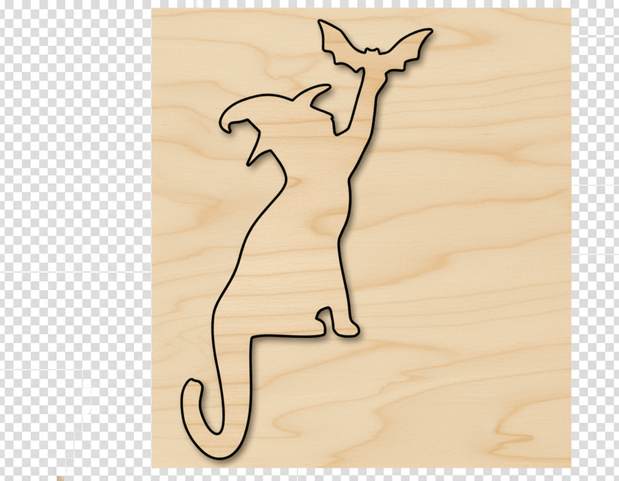 Wood Cutout – Halloween Cat & Bat Paintable Wood Shapes 46" Blank Door Hanger Wooden Cutout Cut Outs - Unfinished - NameSigns.com