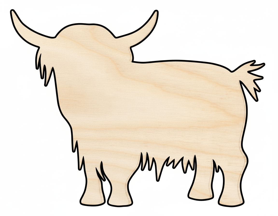 Wood Cutout – Highland Cow Shape | DIY Wood Craft Supplies 46" Blank Door Hanger Wooden Cutout Cut Outs - Unfinished - NameSigns.com