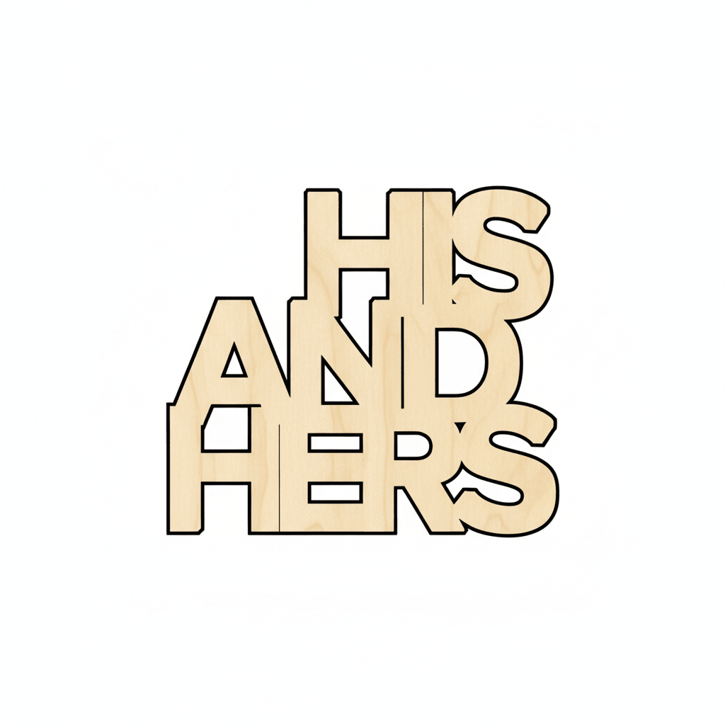Wood Cutout His and Hers Sign – Rustic Wedding Decor DIY Craft Blank Door Hanger Wooden Cutout Cut Outs - Unfinished - NameSigns.com