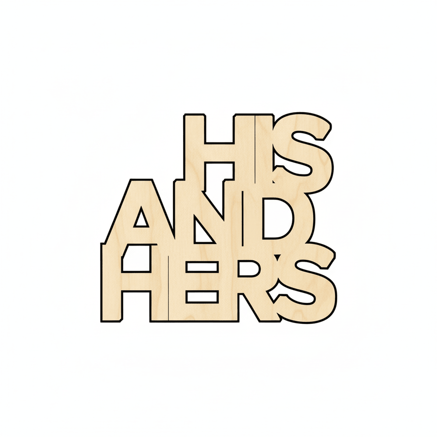 Wood Cutout His and Hers Sign – Rustic Wedding Decor DIY Craft Blank Door Hanger Wooden Cutout Cut Outs - Unfinished - NameSigns.com