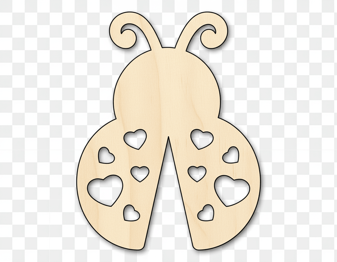 Wood Cutout – Ladybug Heart Shape DIY Craft Wooden Art 46" Blank Door Hanger Wooden Cutout Cut Outs - Unfinished - NameSigns.com