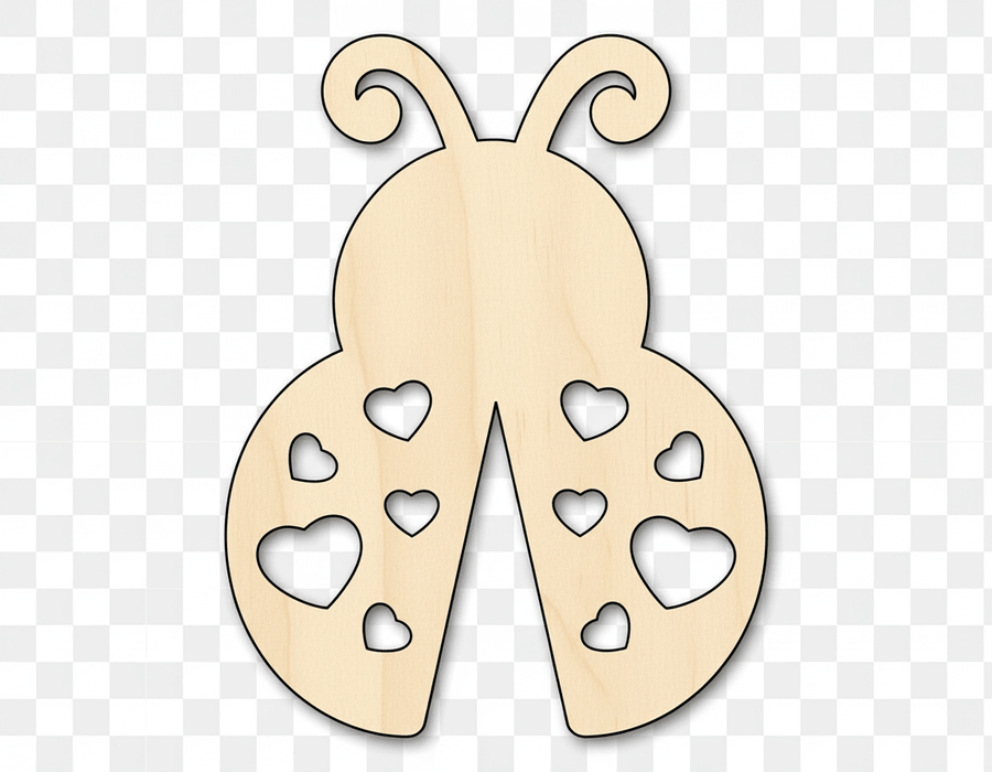 Wood Cutout – Ladybug Heart Shape DIY Craft Wooden Art 46" Blank Door Hanger Wooden Cutout Cut Outs - Unfinished - NameSigns.com