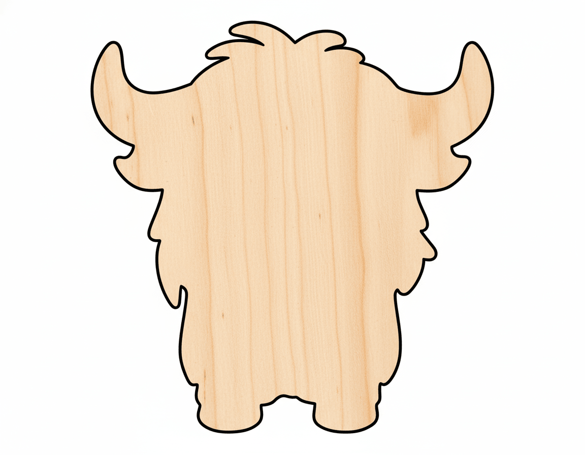 Wood Cutout - Large Highland Cow Shape | DIY Craft Project Supplies Blank Door Hanger Wooden Cutout Cut Outs - Unfinished - NameSigns.com