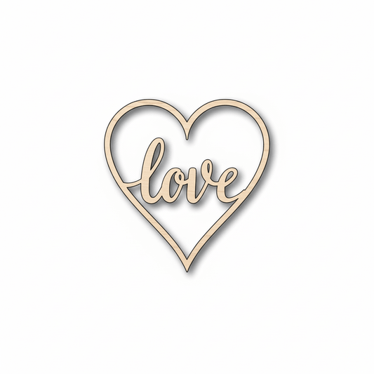 Wood Cutout – Love Heart Sign | Custom Birch Plywood Decor Blank Door Hanger Wooden Cutout Cut Outs - Unfinished - NameSigns.com