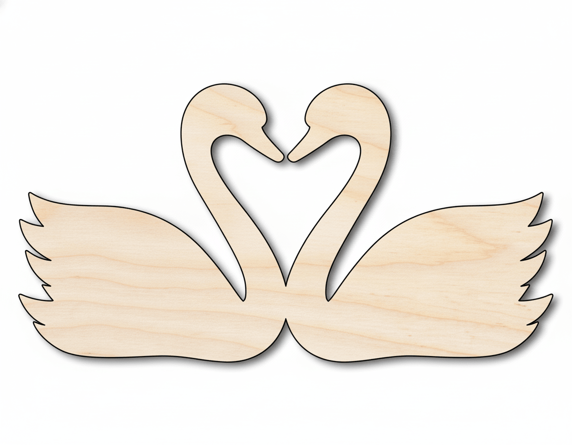 Wood Cutout – Love Swans Shape | Custom Birch Wood Craft Shapes Blank Door Hanger Wooden Cutout Cut Outs - Unfinished - NameSigns.com