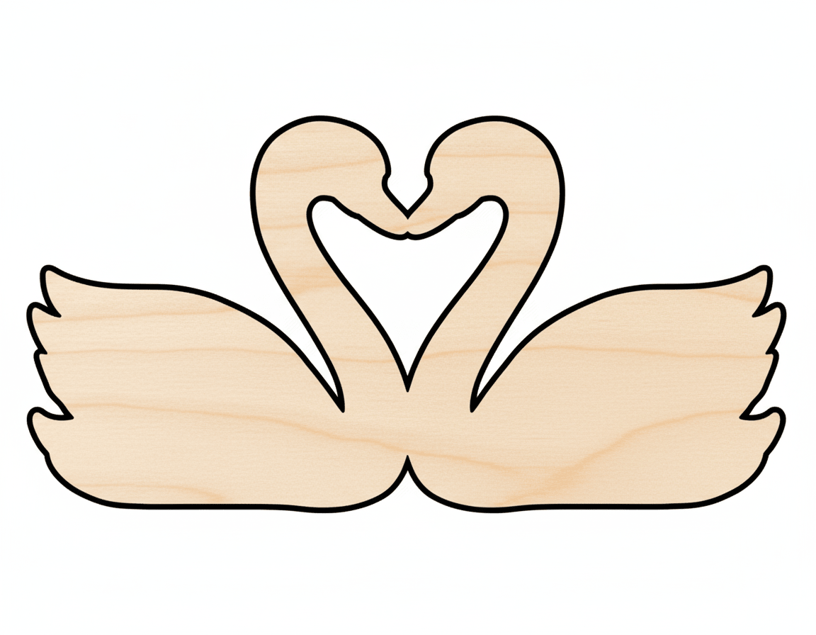 Wood Cutout - Love Swans Shape | DIY Wood Craft Shapes | Baltic Birch Blank Door Hanger Wooden Cutout Cut Outs - Unfinished - NameSigns.com