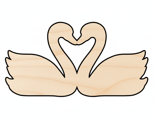 Wood Cutout - Love Swans Shape | DIY Wood Craft Shapes | Baltic Birch Blank Door Hanger Wooden Cutout Cut Outs - Unfinished - NameSigns.com