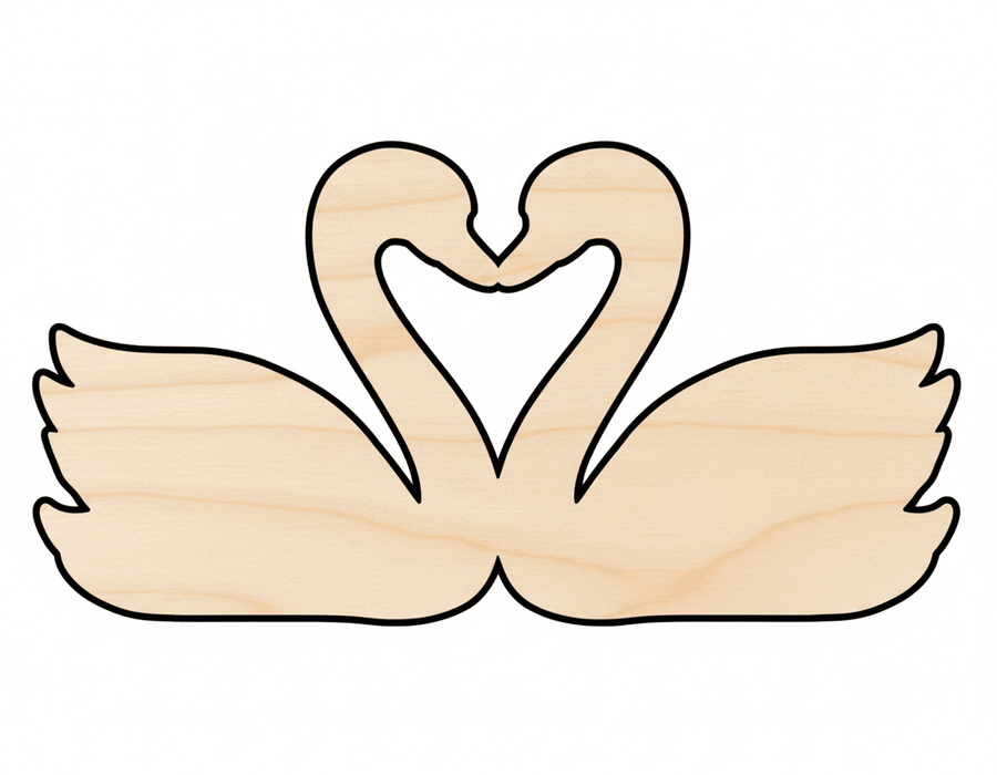 Wood Cutout - Love Swans Shape | DIY Wood Craft Shapes | Baltic Birch Blank Door Hanger Wooden Cutout Cut Outs - Unfinished - NameSigns.com