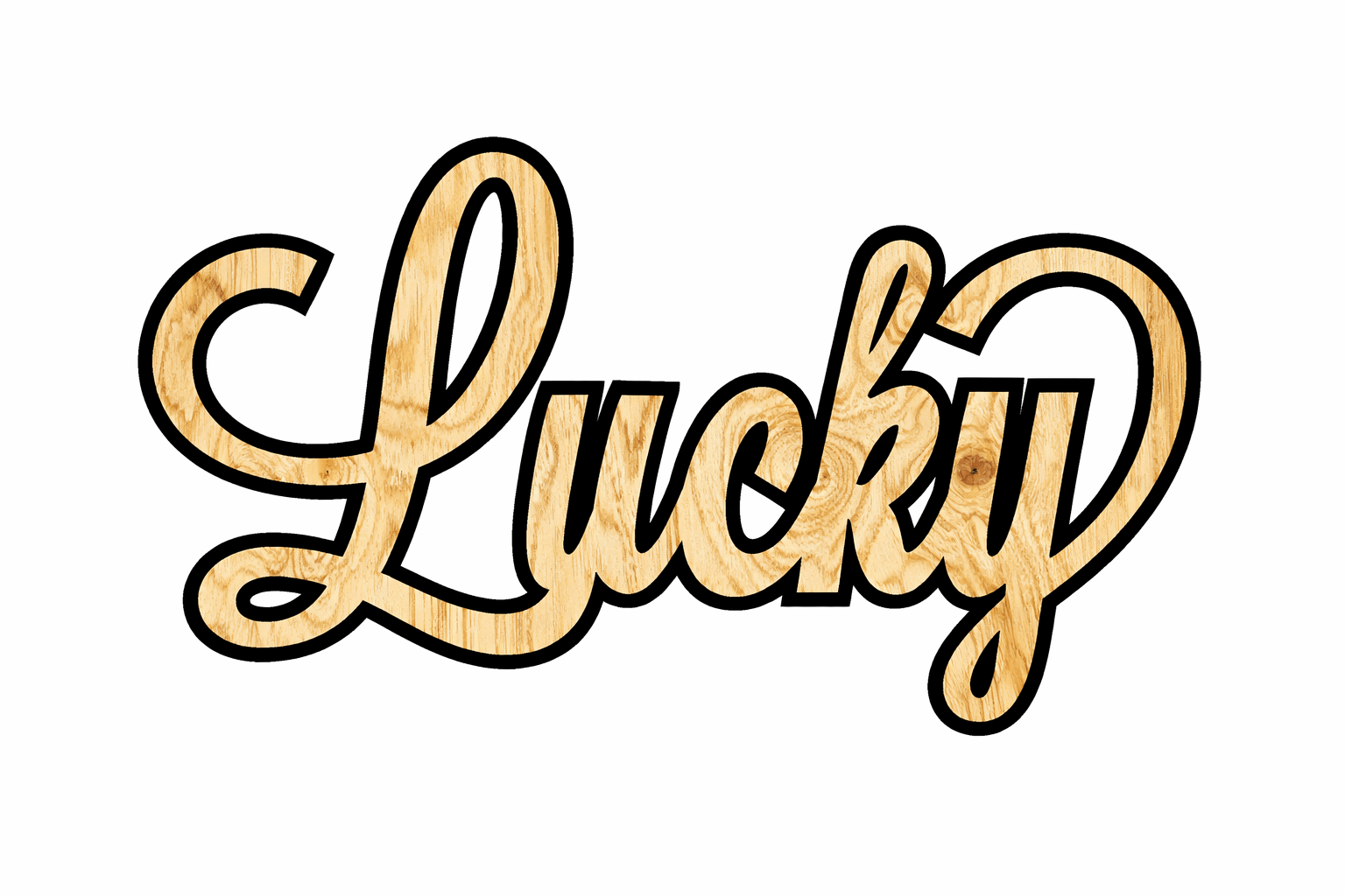 Wood Cutout - Lucky Sign DIY Wooden Word Cutouts for Home Decor Crafts Blank Door Hanger Wooden Cutout Cut Outs - Unfinished - NameSigns.com