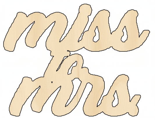 Wood Cutout | Miss to Mrs Shape - Paintable Wood Shapes for DIY Projects Blank Door Hanger Wooden Cutout Cut Outs - Unfinished - NameSigns.com