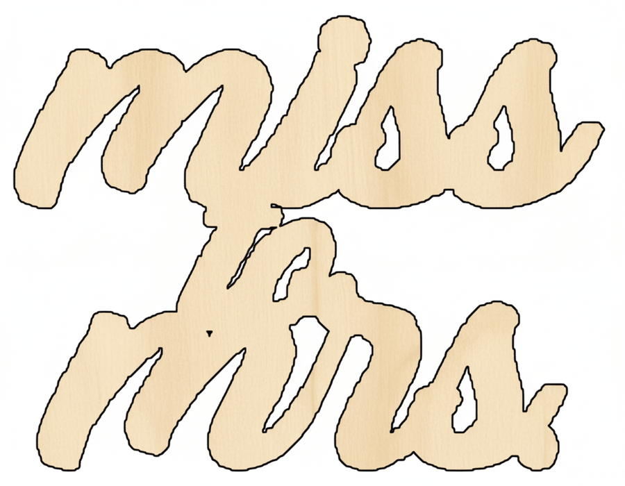 Wood Cutout | Miss to Mrs Shape - Paintable Wood Shapes for DIY Projects Blank Door Hanger Wooden Cutout Cut Outs - Unfinished - NameSigns.com