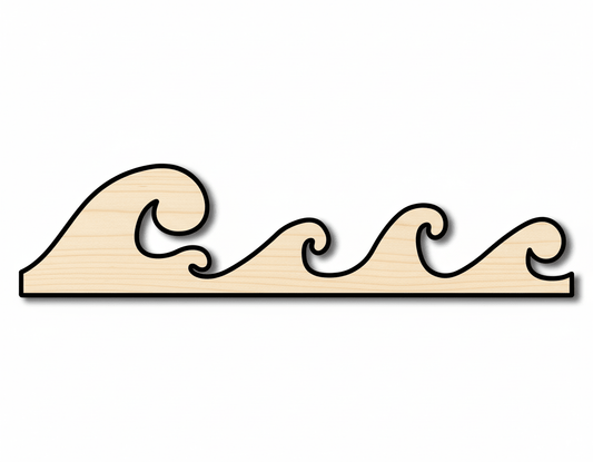 Wood Cutout – Ocean Wave Shape | Laser Cut Birch Plywood Craft Blank Door Hanger Wooden Cutout Cut Outs - Unfinished - NameSigns.com