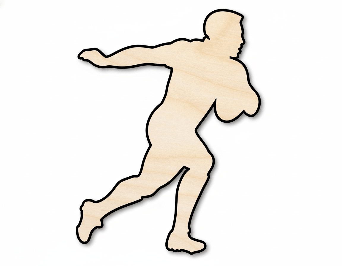 Wood Cutout – Rugby Player Custom Birch Wood Craft Shapes USA Blank Door Hanger Wooden Cutout Cut Outs - Unfinished - NameSigns.com