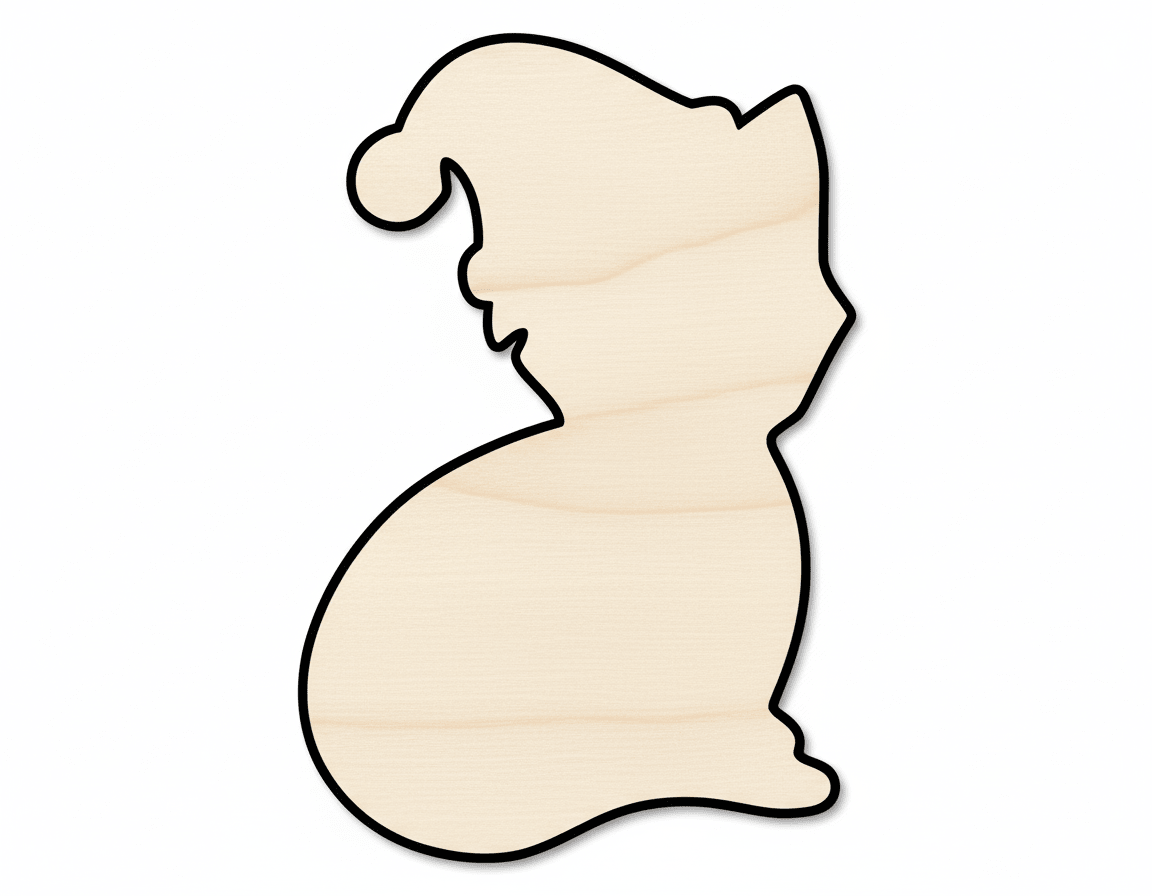 Wood Cutout - Santa Hat Cat Shape | DIY Christmas Craft Supplies Blank Door Hanger Wooden Cutout Cut Outs - Unfinished - NameSigns.com