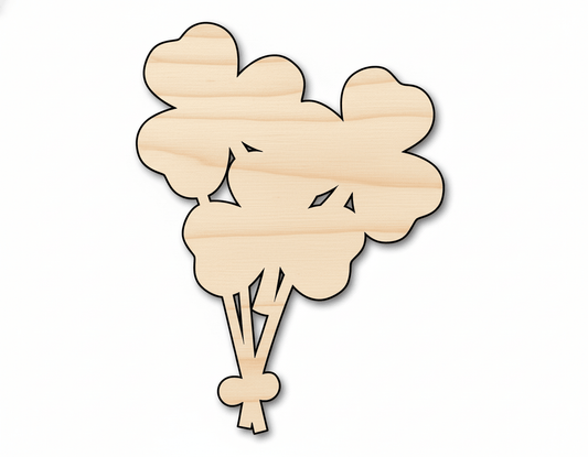 Wood Cutout - Shamrock Balloon Shape | DIY Wooden Craft Shapes Blank Door Hanger Wooden Cutout Cut Outs - Unfinished - NameSigns.com