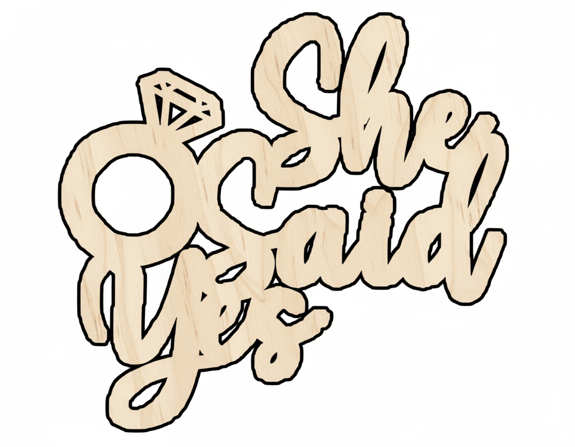 Wood Cutout | She Said Yes DIY Wood Craft Shapes | Sand Finished Birch Blank Door Hanger Wooden Cutout Cut Outs - Unfinished - NameSigns.com