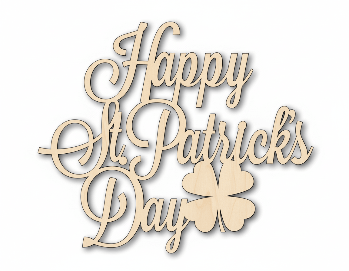 Wood Cutout - St. Patrick's Day DIY Craft Shape | Paintable Birch Wood Blank Door Hanger Wooden Cutout Cut Outs - Unfinished - NameSigns.com