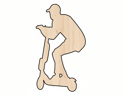Wood Cutout – Wooden Scooter Shape | Baltic Birch Plywood Craft Project Blank Door Hanger Wooden Cutout Cut Outs - Unfinished - NameSigns.com