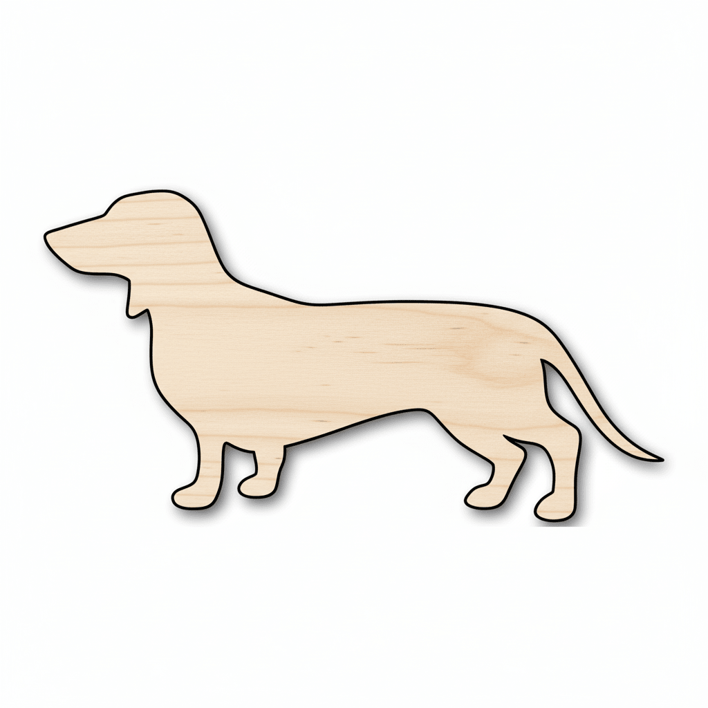 Wood Dachshund - DIY Wooden Pet Shape | Natural Wood Cutouts 46" Blank Door Hanger Wooden Cutout Cut Outs - Unfinished - NameSigns.com