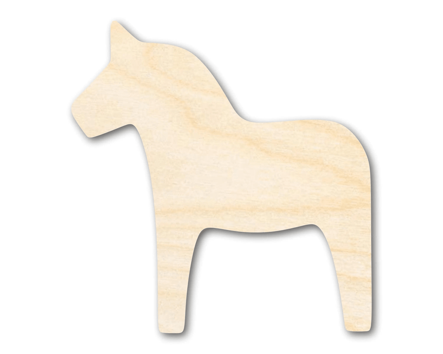 Wood Dala Horse – DIY Wooden Shapes | Laser Cut Wood Art Kit Blank Door Hanger Wooden Cutout Cut Outs - Unfinished - NameSigns.com