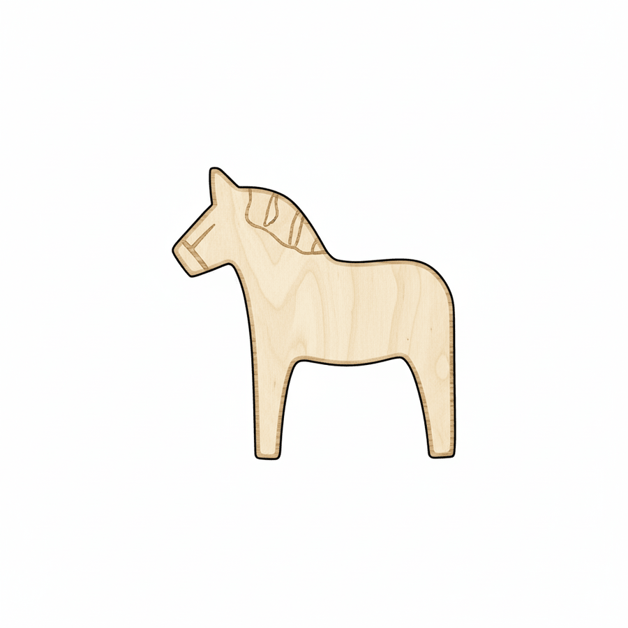 Wood Dala Horse – Natural Wooden Silhouette Up To 46" | DIY Craft Shapes Blank Door Hanger Wooden Cutout Cut Outs - Unfinished - NameSigns.com